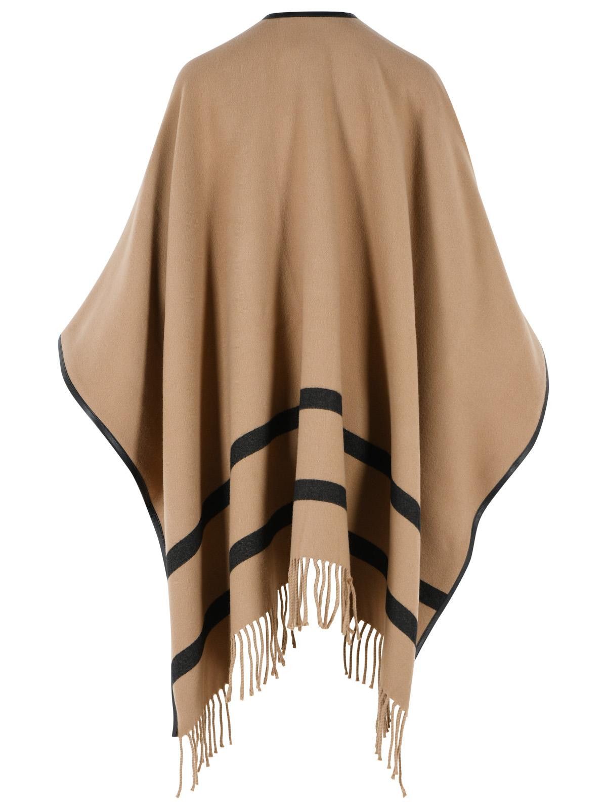 Max Mara MAX MARA 'Aris' Camel Jacquard Wool Poncho Size M / US 6-8 / IT 42-44 - 3 Thumbnail