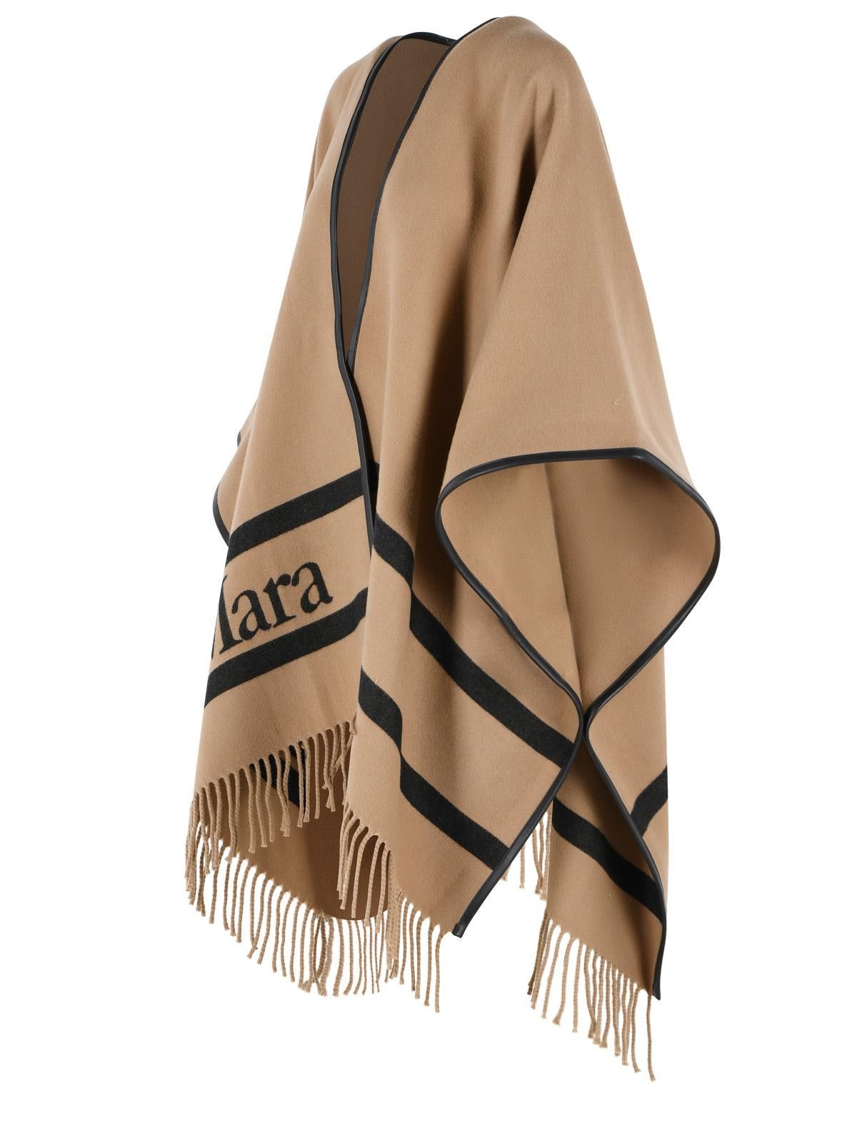 Max Mara MAX MARA 'Aris' Camel Jacquard Wool Poncho Size M / US 6-8 / IT 42-44 - 2 Thumbnail