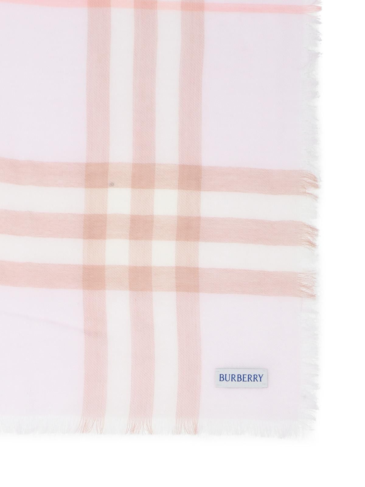 Burberry BURBERRY Wide Scarf In Quartz Pink 'Check' Wool Size ONE SIZE - 3 Thumbnail