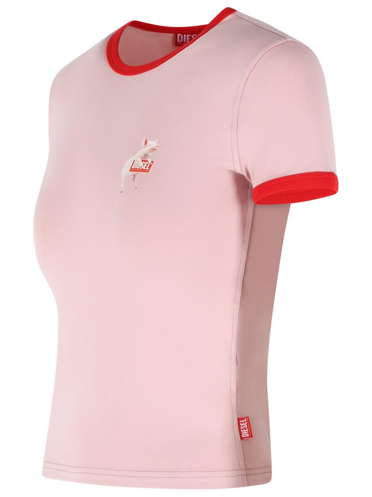 Diesel DIESEL 'Uncuties' Pink Stretch Cotton T-Shirt Size L / US 10 / IT 46 - 2 Thumbnail