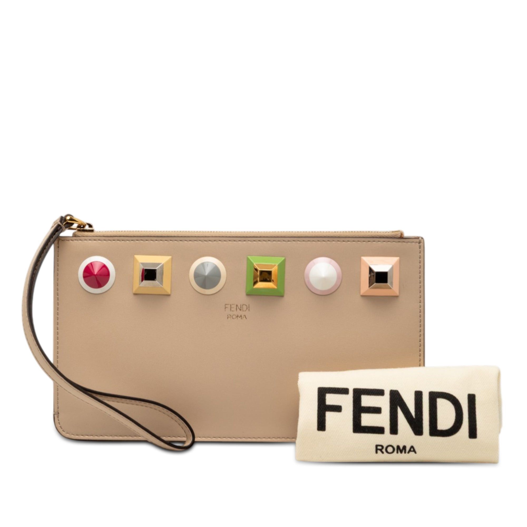 Fendi Studded Leather Slim Wristlet Clutch Size ONE SIZE - 8 Thumbnail