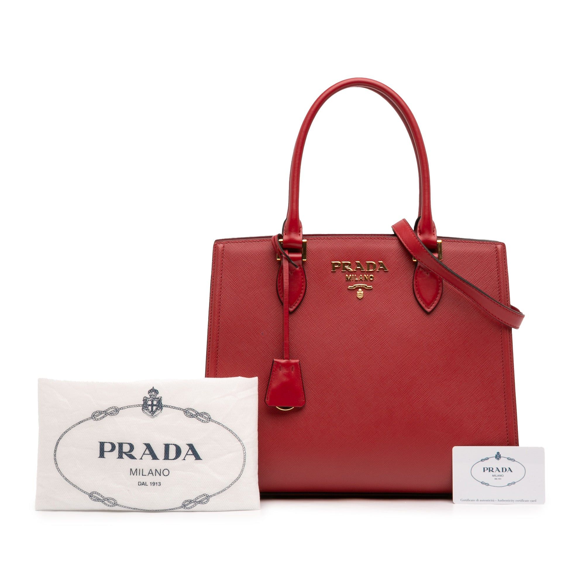 Prada Soft Calf Trimmed Saffiano Lux Satchel Size ONE SIZE - 11 Thumbnail