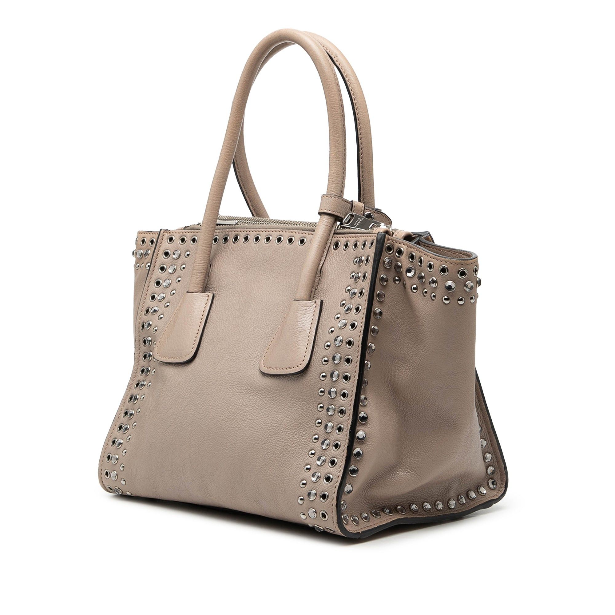 Prada Glace Calf Studded Twin Pocket Satchel Size ONE SIZE - 2 Thumbnail
