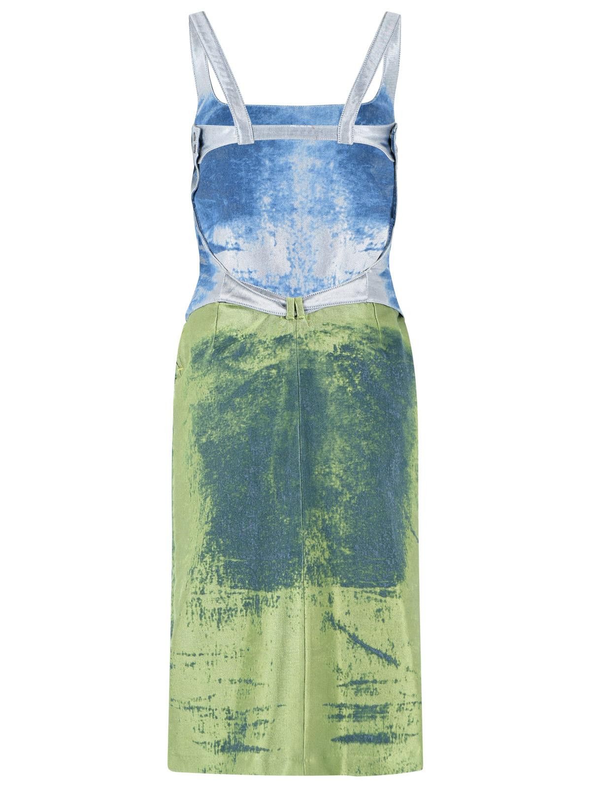 Diesel DIESEL 'Sanat' Dress In Blue And Green Cotton Blend Size M / US 6-8 / IT 42-44 - 3 Thumbnail