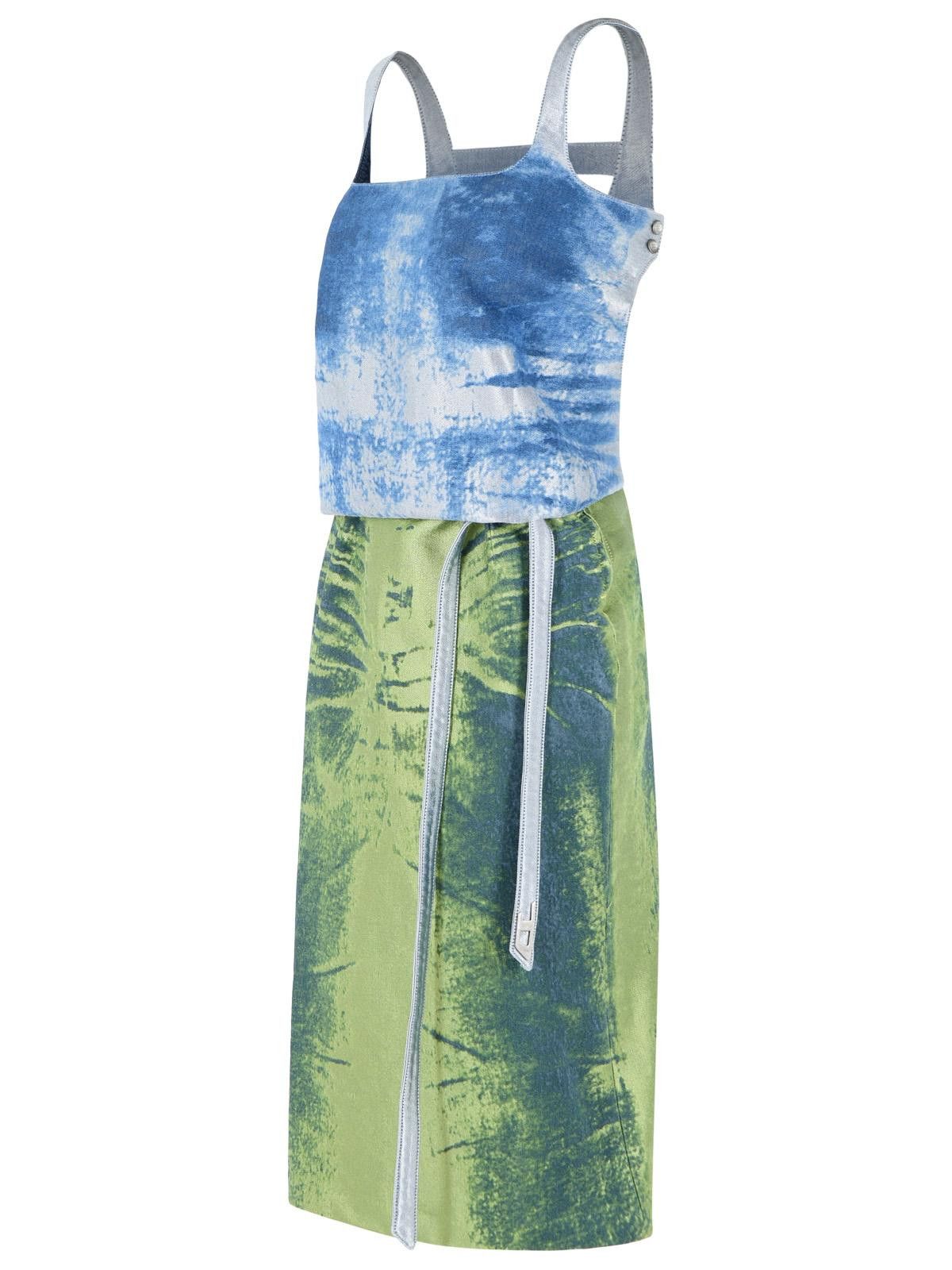 Diesel DIESEL 'Sanat' Dress In Blue And Green Cotton Blend Size S / US 4 / IT 40 - 2 Thumbnail