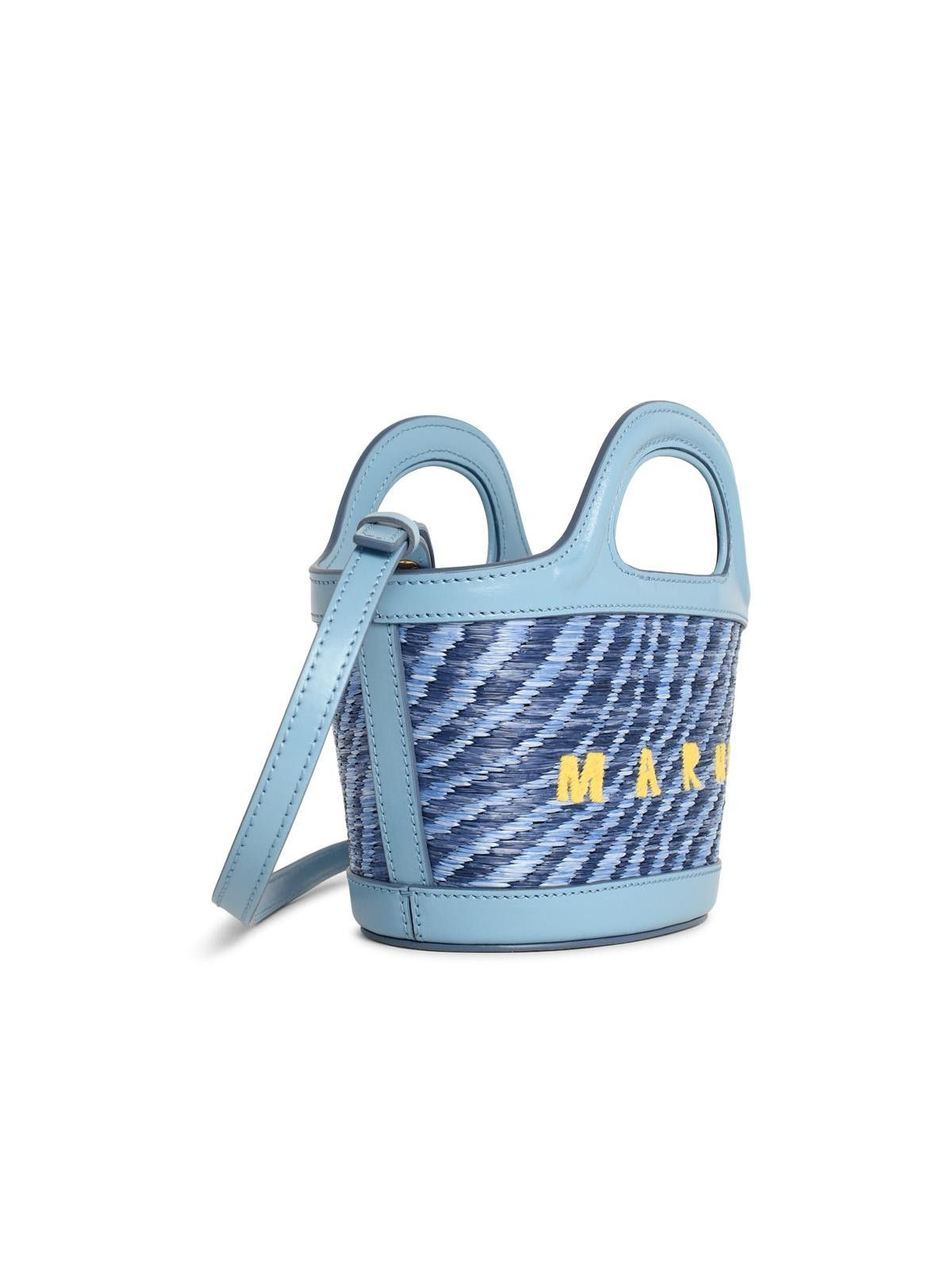Marni MARNI Micro 'Tropicalia' Bag In Light Blue Leather And Raffia-Effect Fabric Size ONE SIZE - 2 Thumbnail