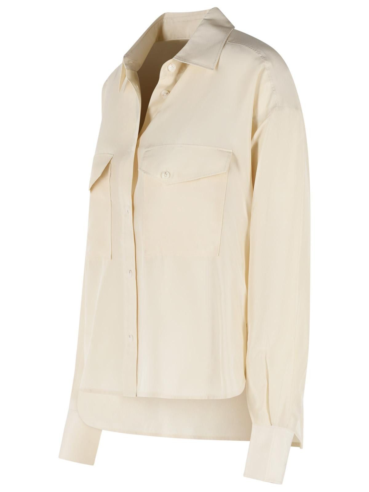 CLOSED CLOSED 'Utility' Cream Silk Shirt Size S / US 4 / IT 40 - 2 Thumbnail