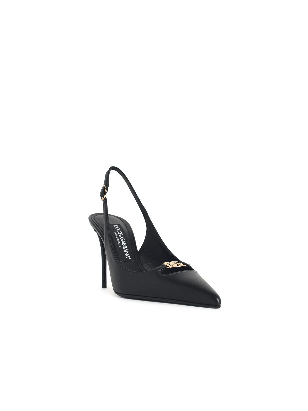 Dolce & Gabbana DOLCE & GABBANA Black Leather Slingbacks Size US 7 / IT 37 - 2 Thumbnail