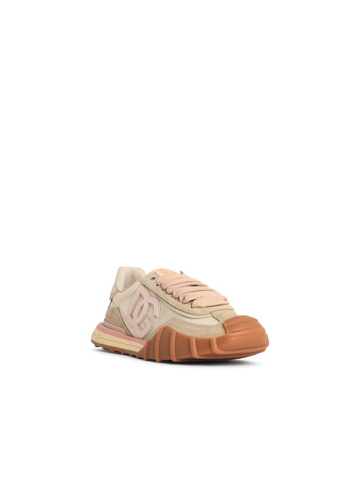 Dolce & Gabbana DOLCE & GABBANA 'Dg Athletic' Ivory And Pink Fabric And Leather Sneakers Size US 6 / IT 36 - 2 Thumbnail