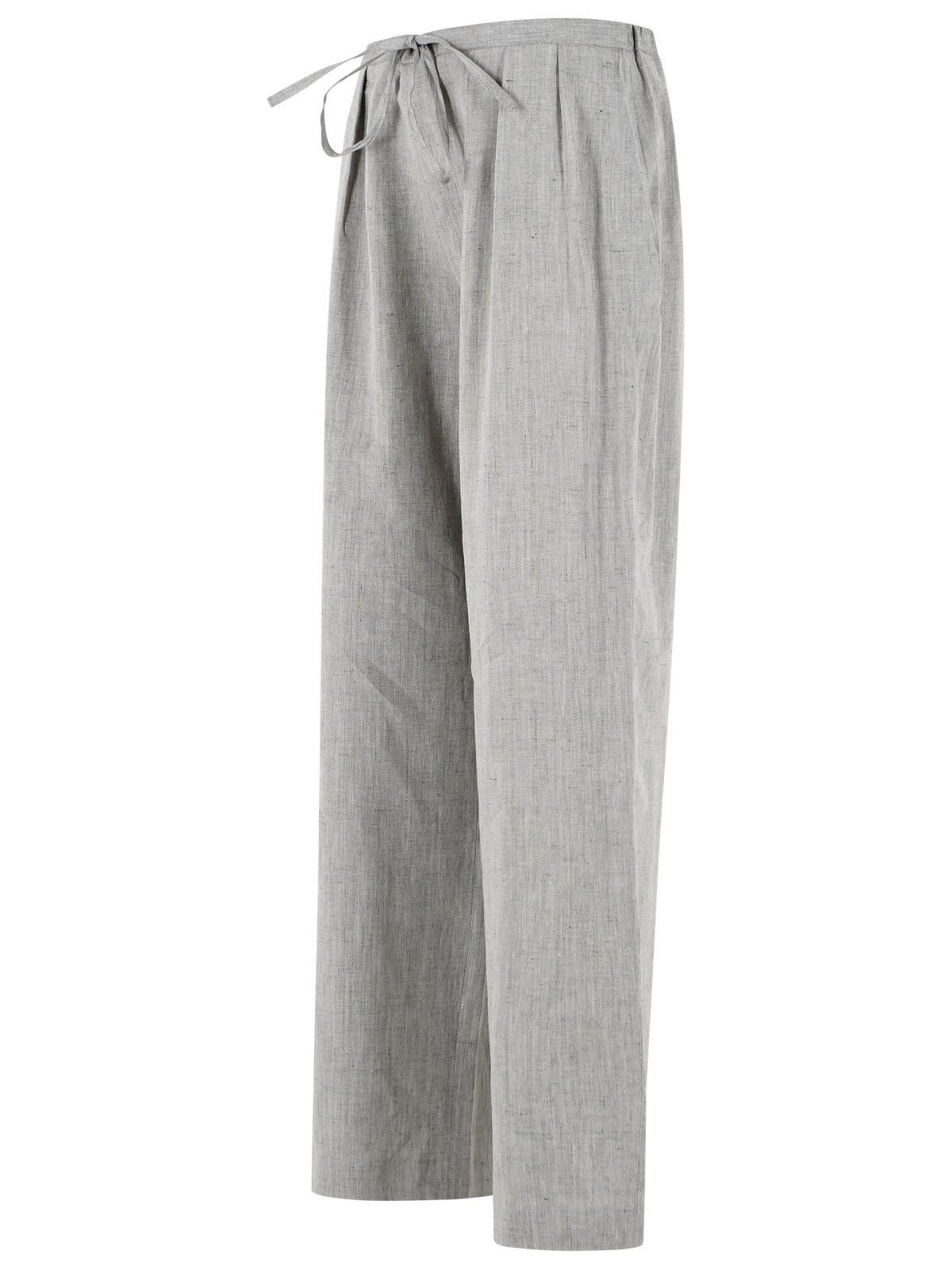 Loulou de Saison LOULOU DE SAISON 'Clark' Grey Linen And Cotton Blend Pants Size 27" / US 4 / IT 40 - 2 Thumbnail