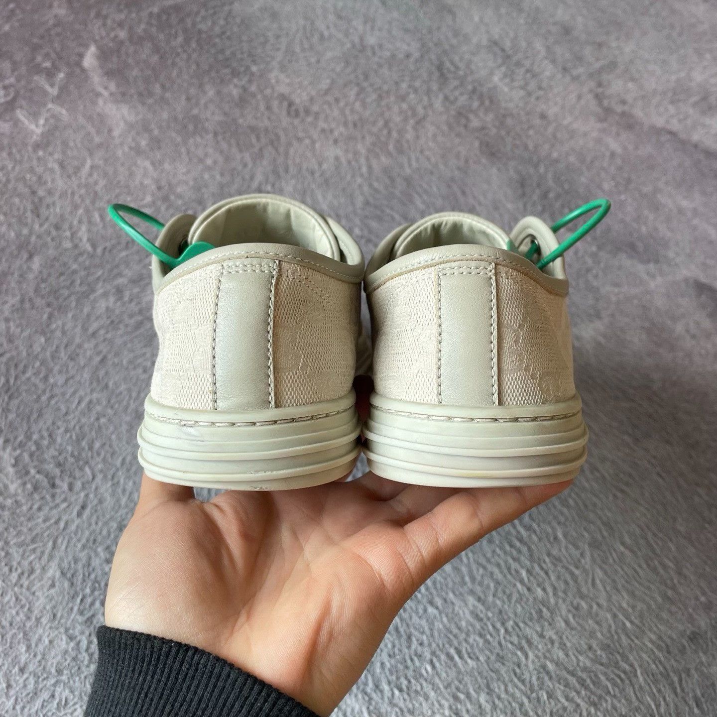 Gucci Gucci Canvas Printed White Lowtop Sneakers 37 Women Size US 6.5 / IT 36.5 - 3 Thumbnail