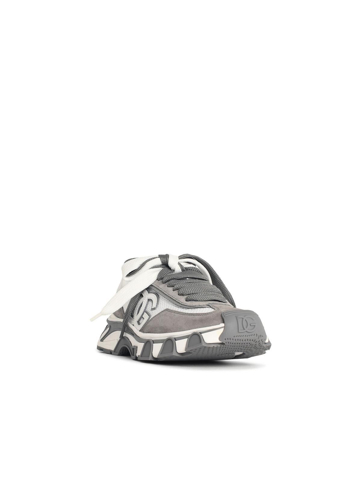 Dolce & Gabbana DOLCE & GABBANA 'Airmaster' White And Grey Fabric And Leather Sneakers Size US 12 / EU 45 - 2 Thumbnail