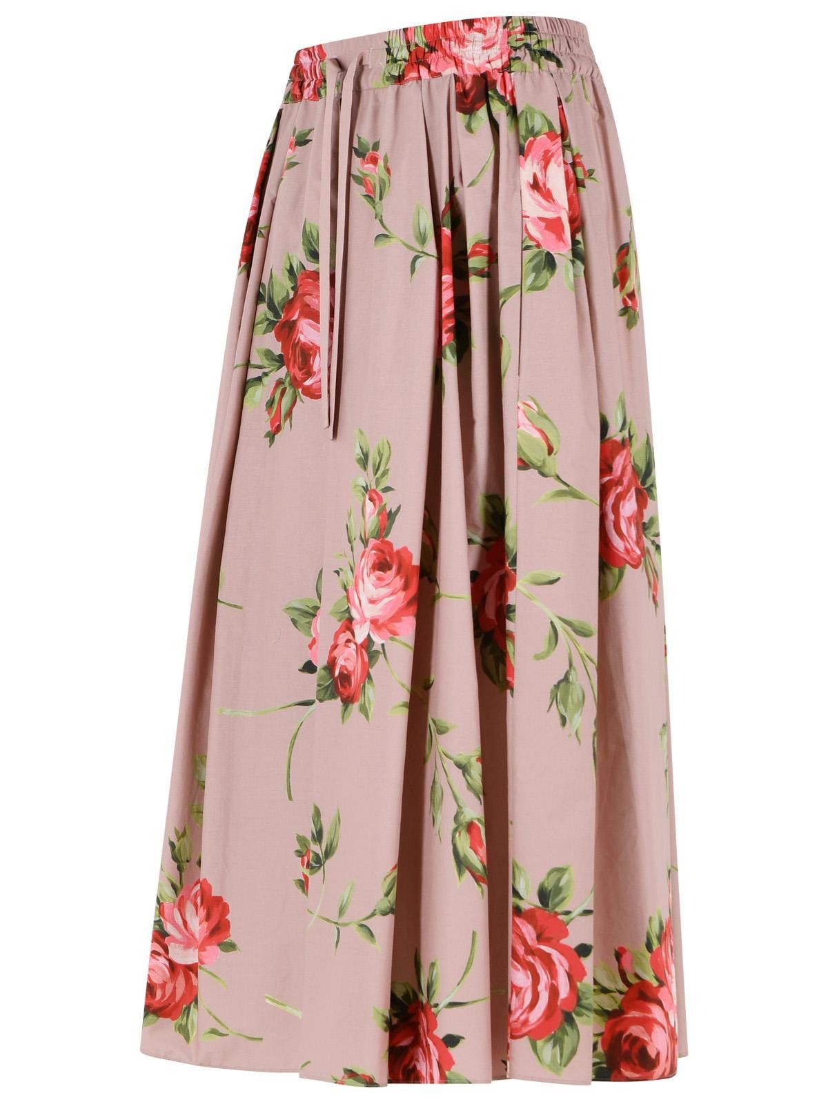 Dolce & Gabbana DOLCE & GABBANA Rose On Base Rose Bouquet Print Midi Skirt Size 28" / US 6 / IT 42 - 2 Thumbnail