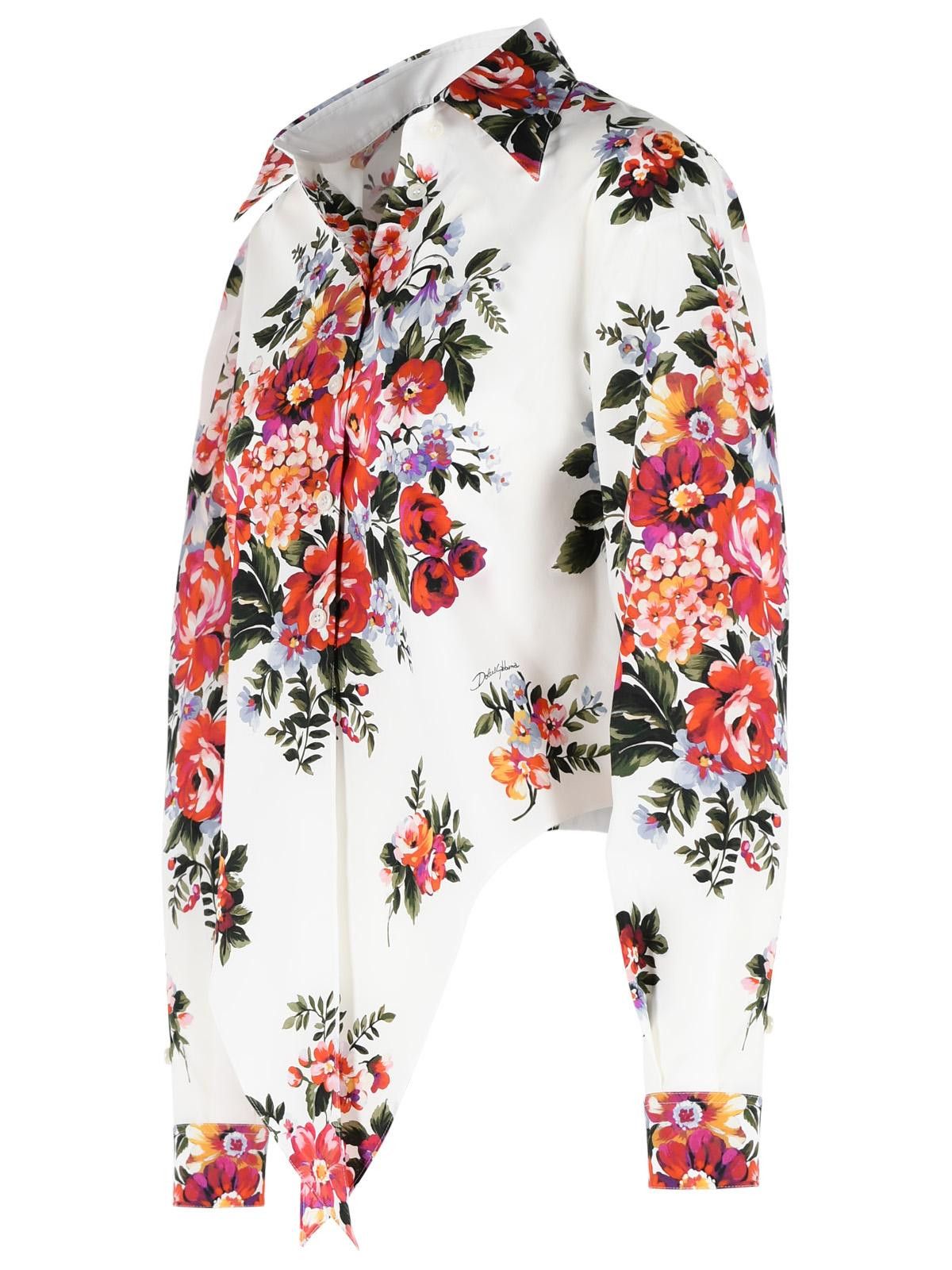 Dolce & Gabbana DOLCE & GABBANA 'Fiori' White Cotton Shirt Size XS / US 0-2 / IT 36-38 - 2 Thumbnail