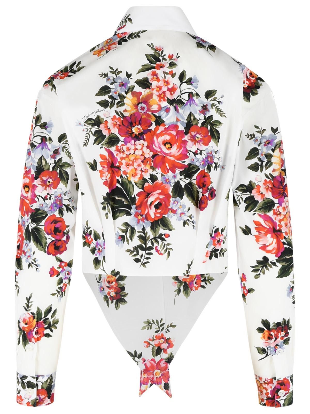 Dolce & Gabbana DOLCE & GABBANA 'Fiori' White Cotton Shirt Size XS / US 0-2 / IT 36-38 - 3 Thumbnail