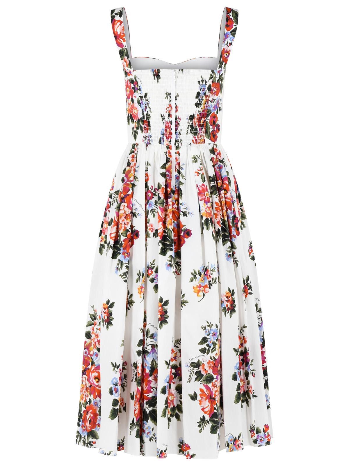 Dolce & Gabbana DOLCE & GABBANA 'Fiori' White Cotton Dress Size M / US 6-8 / IT 42-44 - 3 Thumbnail