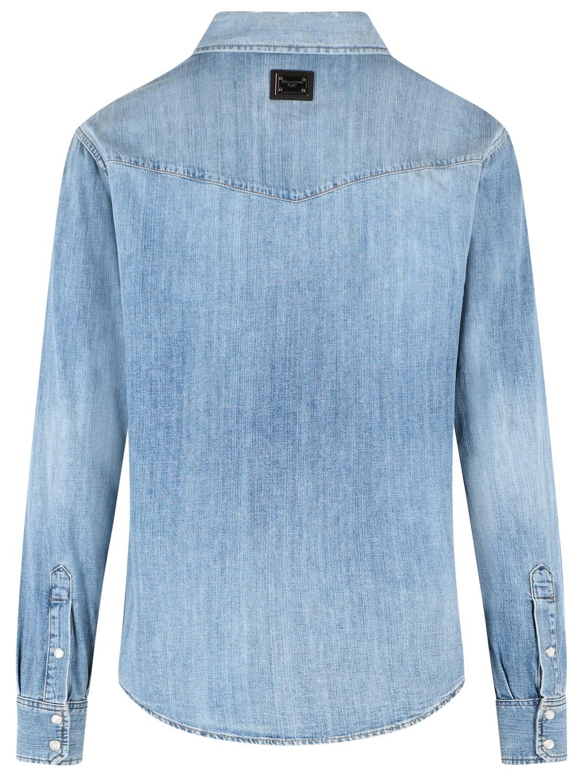 Dolce & Gabbana DOLCE & GABBANA Blue Cotton Shirt Size US XL / EU 56 / 4 - 3 Thumbnail