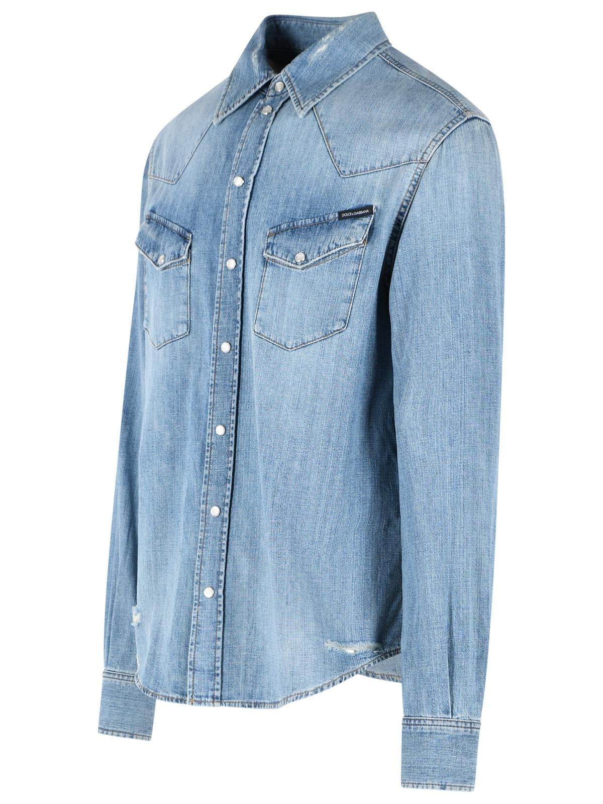 Dolce & Gabbana DOLCE & GABBANA Blue Cotton Shirt Size US XL / EU 56 / 4 - 2 Thumbnail