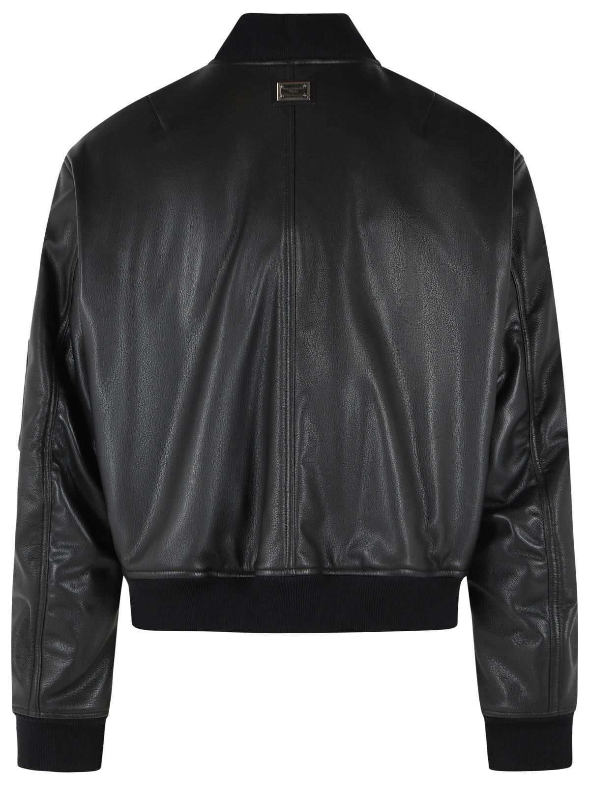 Dolce & Gabbana DOLCE & GABBANA Black Leather Bomber Jacket Size US XL / EU 56 / 4 - 3 Thumbnail