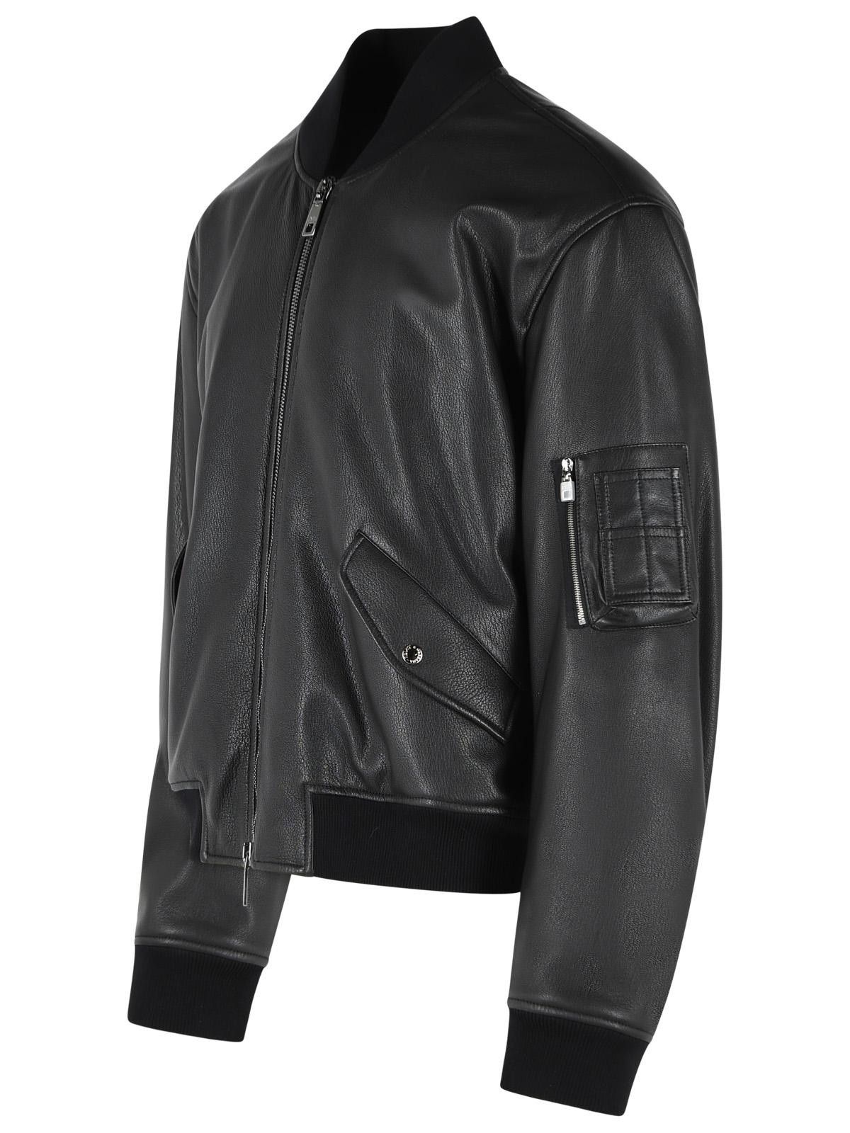 Dolce & Gabbana DOLCE & GABBANA Black Leather Bomber Jacket Size US XL / EU 56 / 4 - 2 Thumbnail