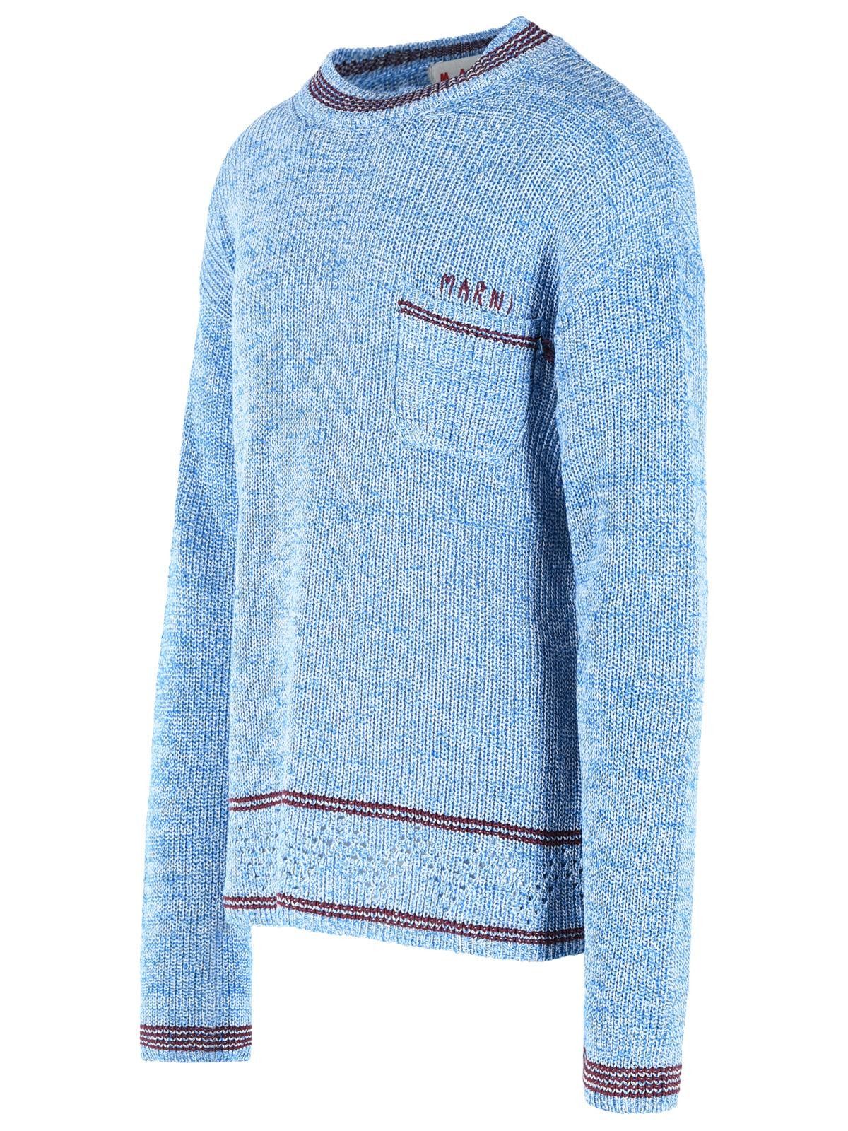 Marni MARNI Light Blue Cotton Sweater Size US M / EU 48-50 / 2 - 2 Thumbnail