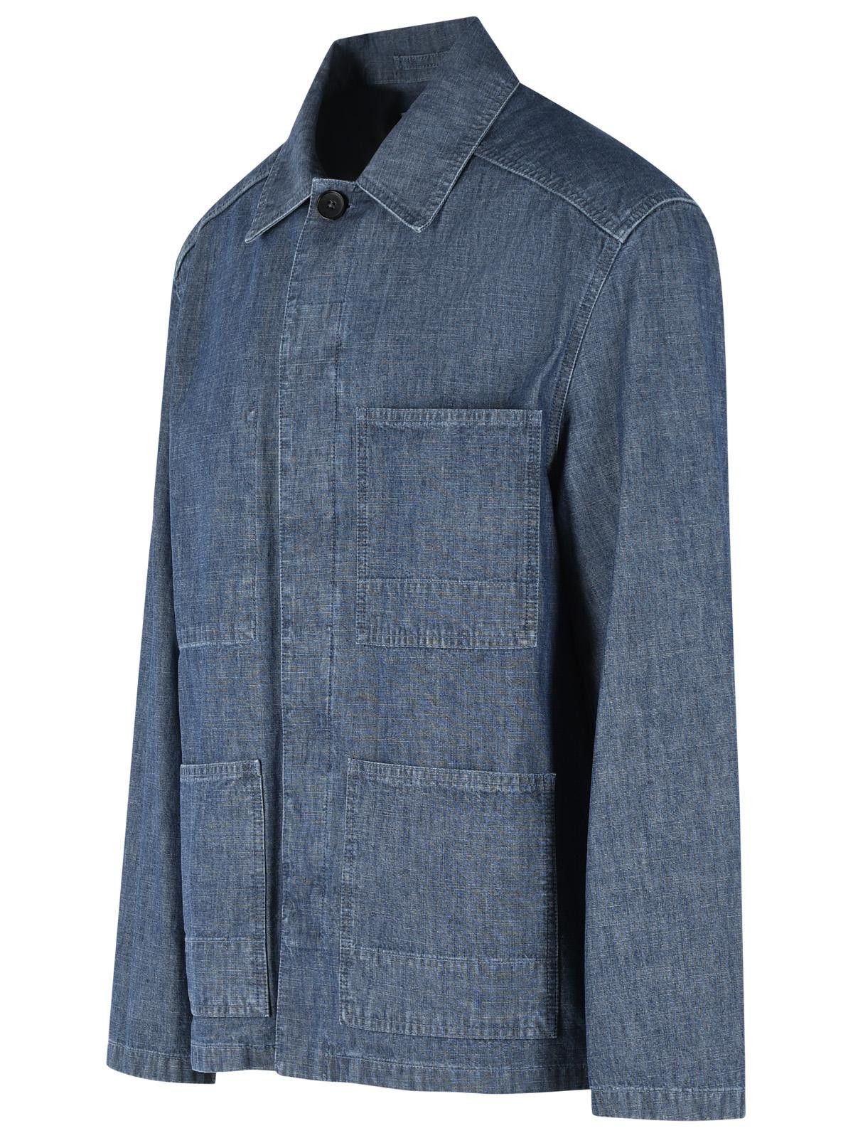 Jil Sander JIL SANDER Blue Cotton Jacket Size US L / EU 52-54 / 3 - 2 Thumbnail