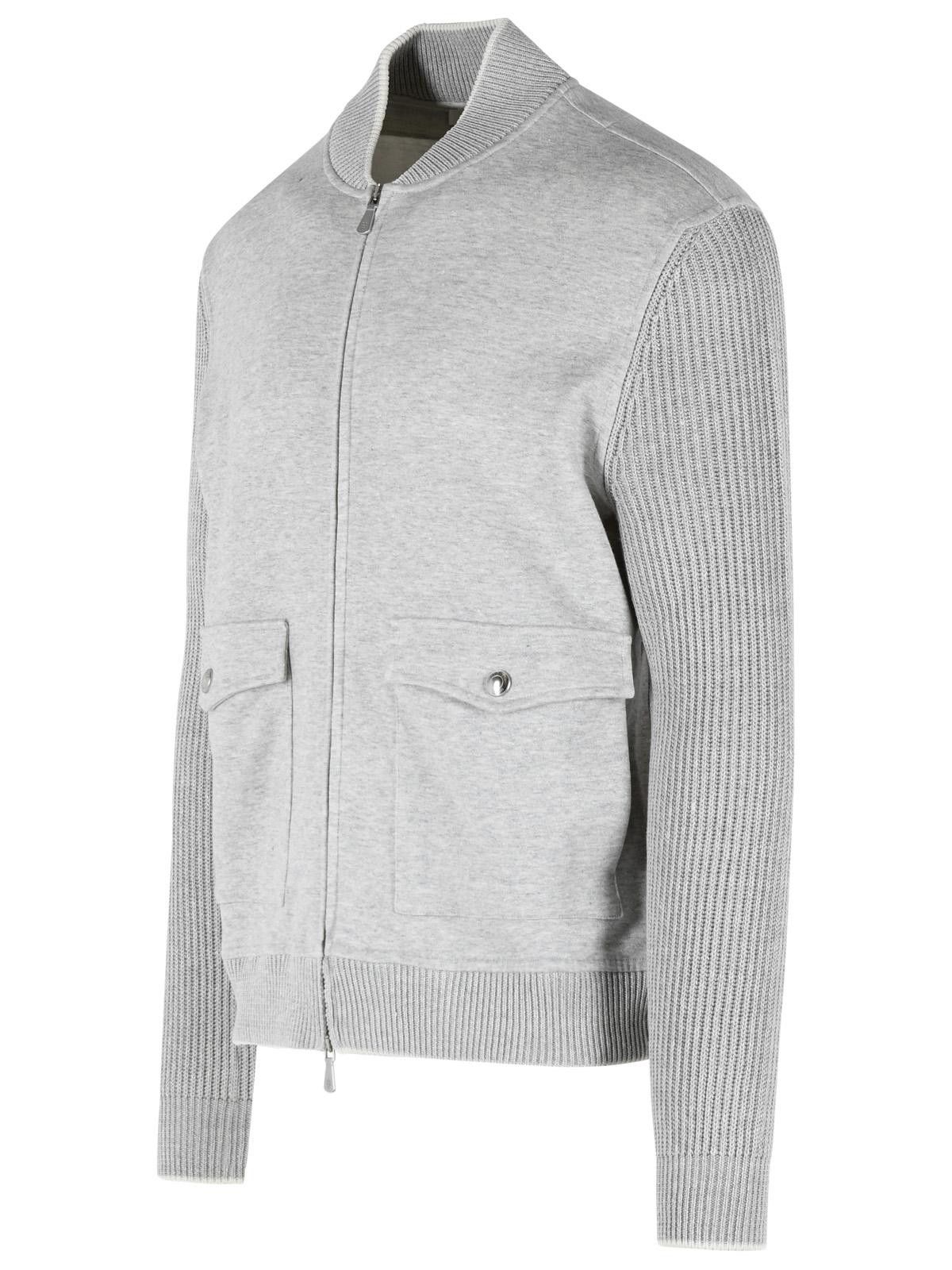 Eleventy ELEVENTY Grey Cotton And Linen Bomber Jacket Size US L / EU 52-54 / 3 - 2 Thumbnail