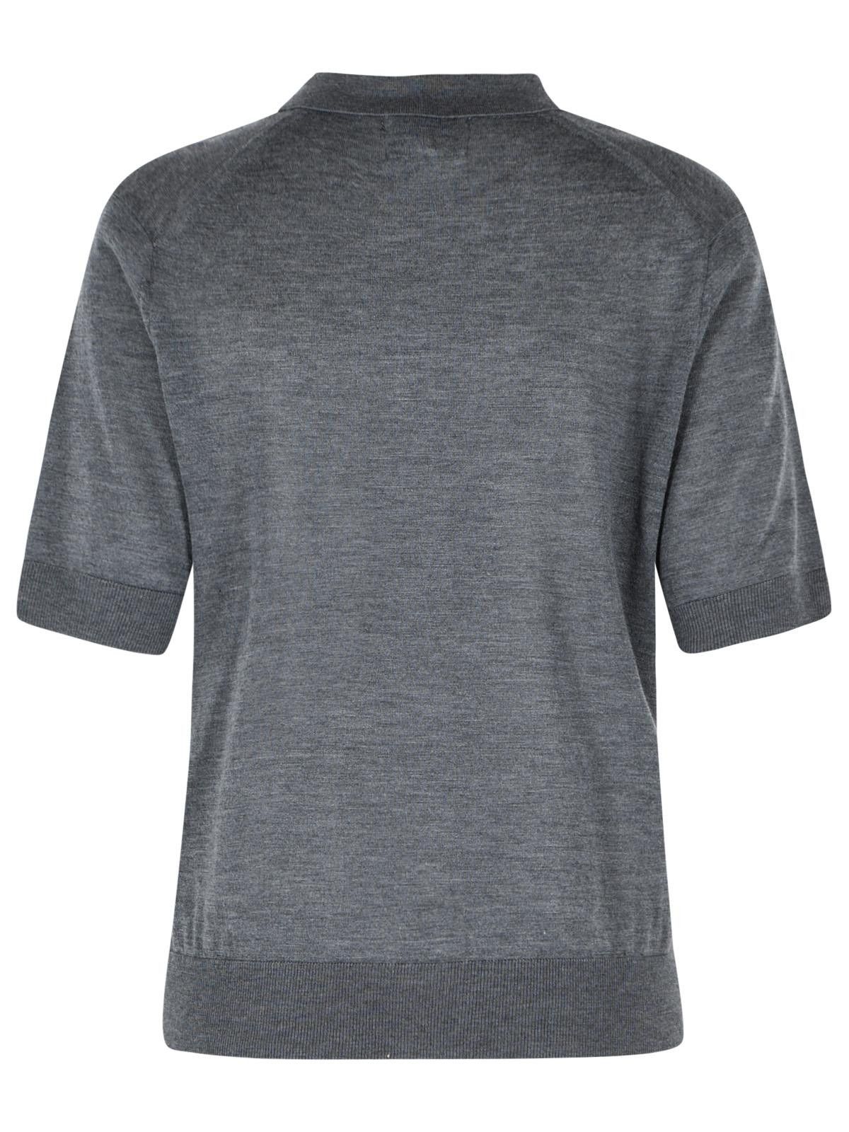 Loulou de Saison LOULOU DE SAISON 'Migo' Grey Cashmere Polo Shirt Size L / US 10 / IT 46 - 3 Thumbnail