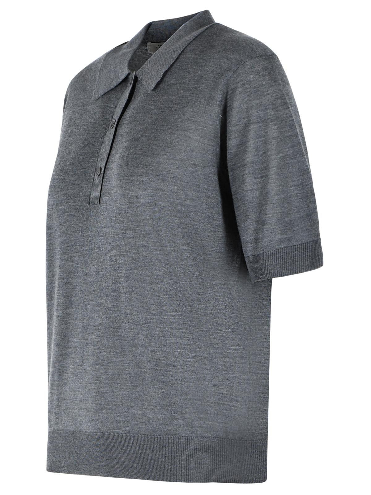 Loulou de Saison LOULOU DE SAISON 'Migo' Grey Cashmere Polo Shirt Size L / US 10 / IT 46 - 2 Thumbnail