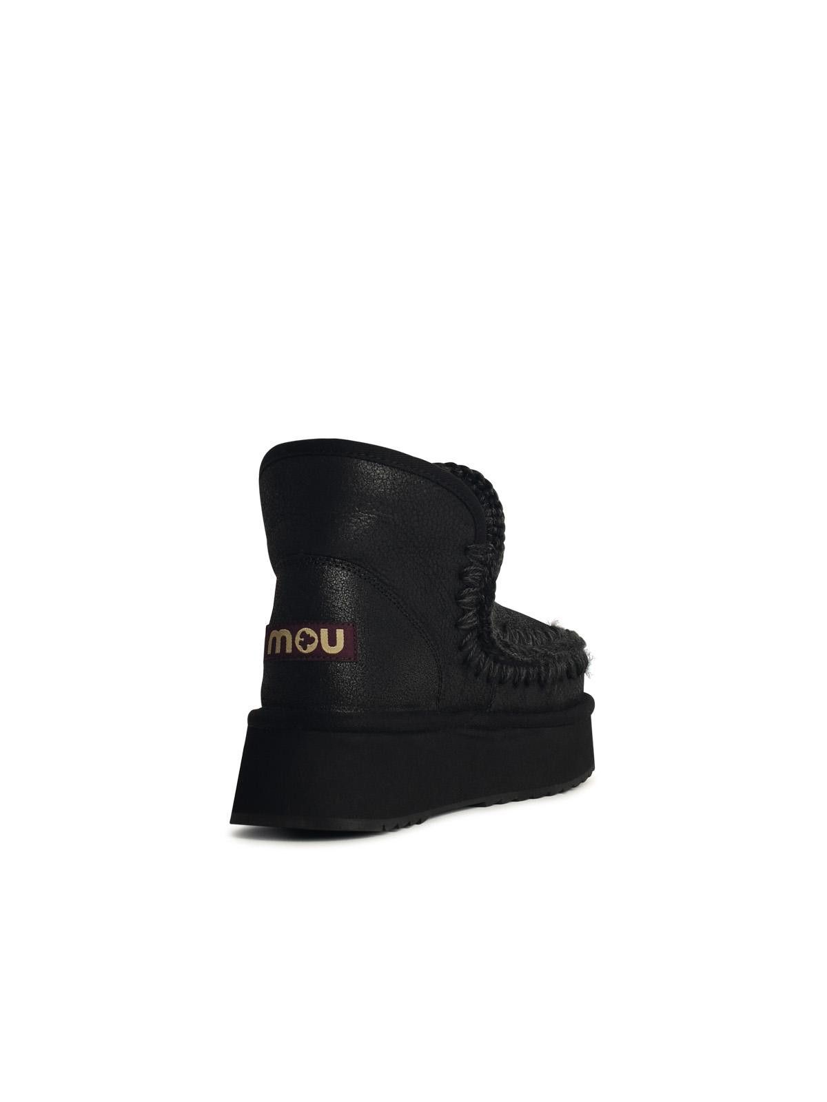 Mou MOU Eskimo 'Platform' In Black Leather Blend Size US 5 / IT 35 - 3 Thumbnail