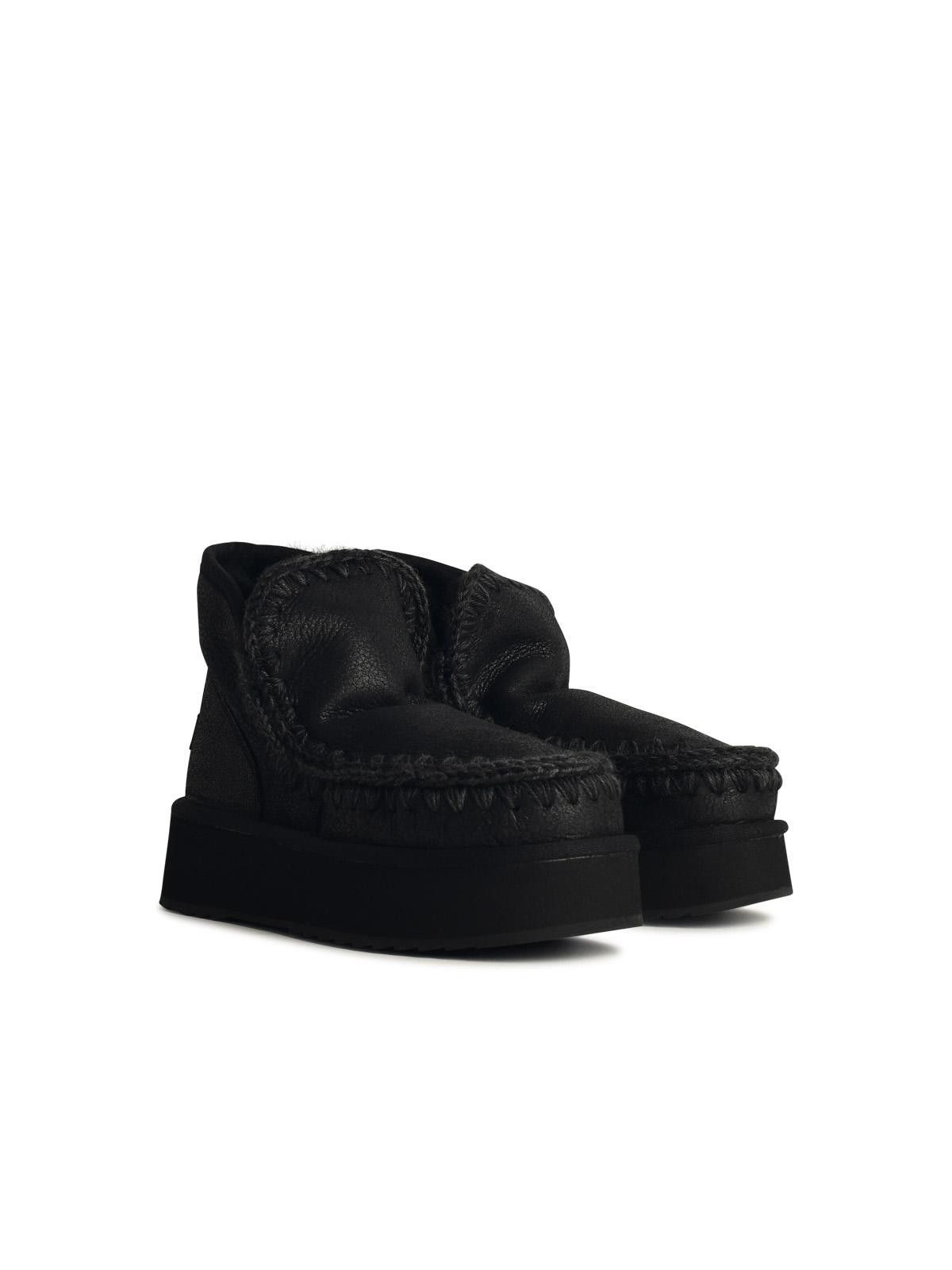 Mou MOU Eskimo 'Platform' In Black Leather Blend Size US 5 / IT 35 - 2 Thumbnail