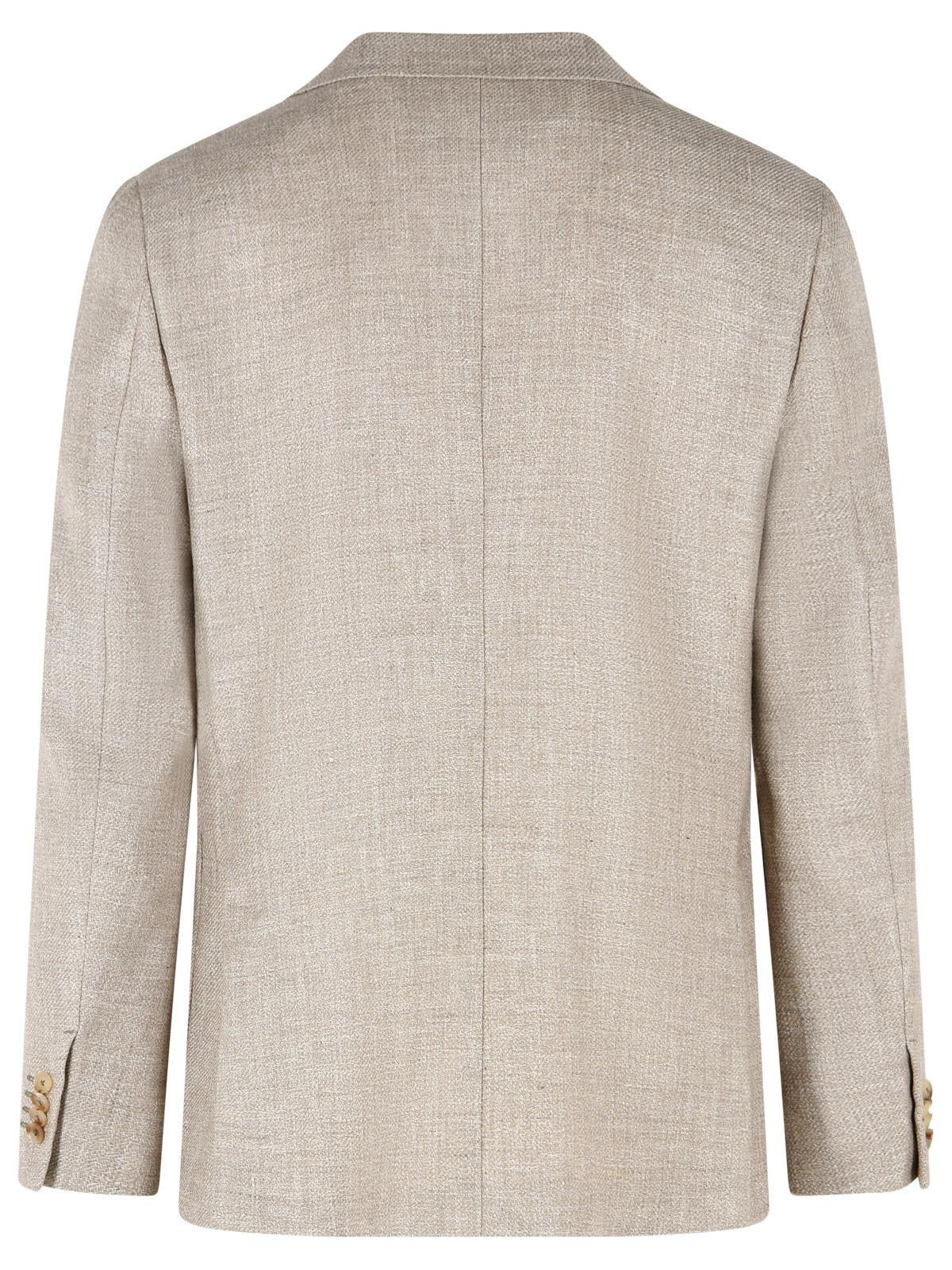Ermenegildo Zegna ZEGNA 'Drop 7' Beige Wool And Linen Jacket Size US XL / EU 56 / 4 - 3 Thumbnail