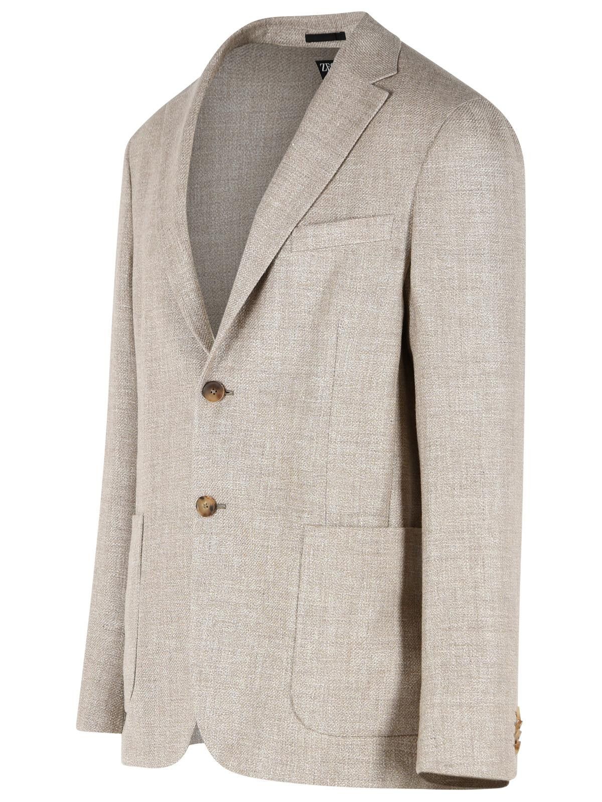 Ermenegildo Zegna ZEGNA 'Drop 7' Beige Wool And Linen Jacket Size US XL / EU 56 / 4 - 2 Thumbnail