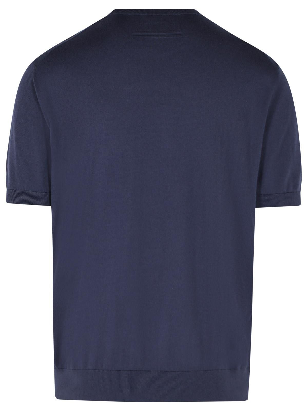 Ermenegildo Zegna ZEGNA Blue Cotton T-Shirt Size US M / EU 48-50 / 2 - 3 Thumbnail
