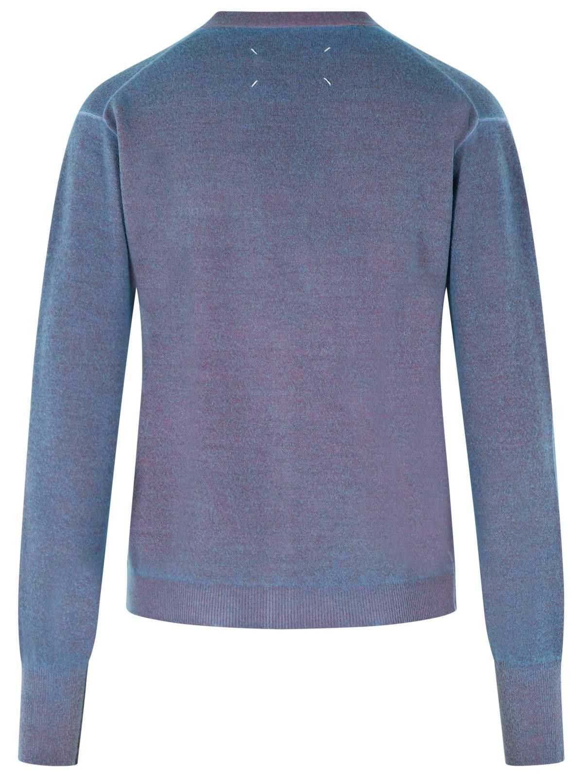 Maison Margiela MAISON MARGIELA Virgin Wool Cardigan With Light Blue And Red V-Neck Size M / US 6-8 / IT 42-44 - 3 Thumbnail