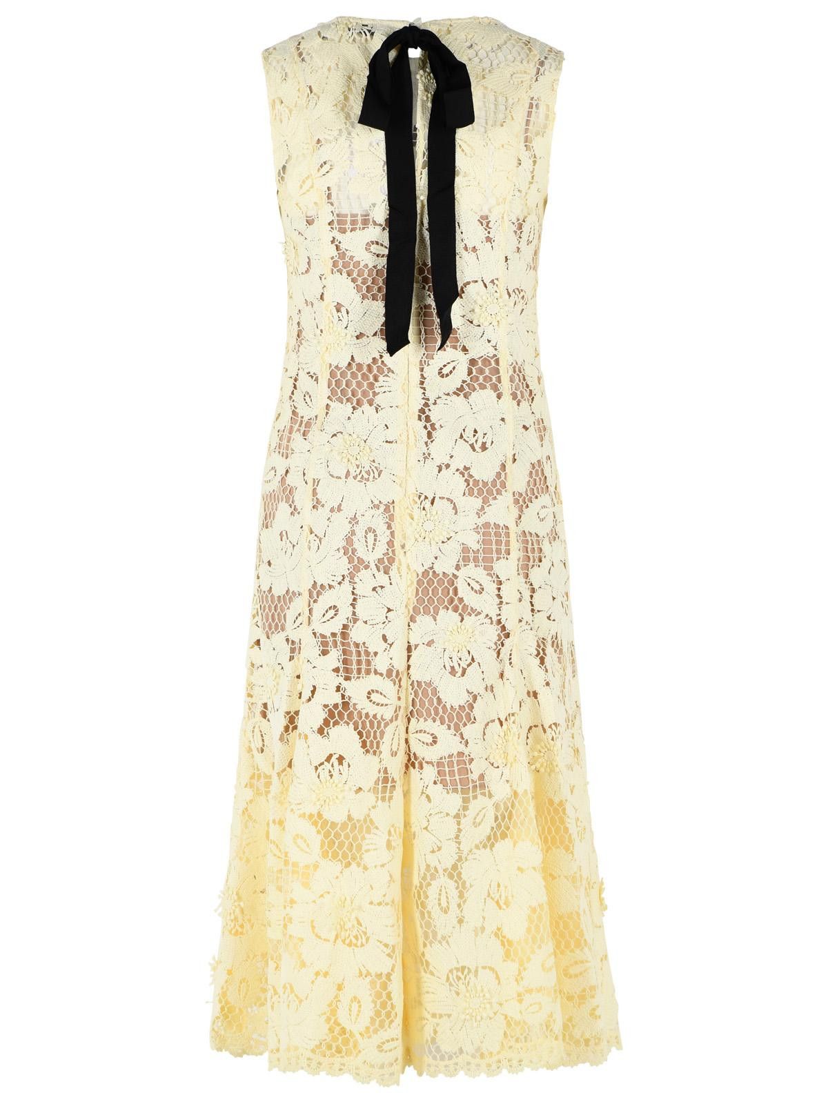 Self-Portrait SELF PORTRAIT 'Crochet' Yellow Polyester Dress Size S / US 4 / IT 40 - 3 Thumbnail