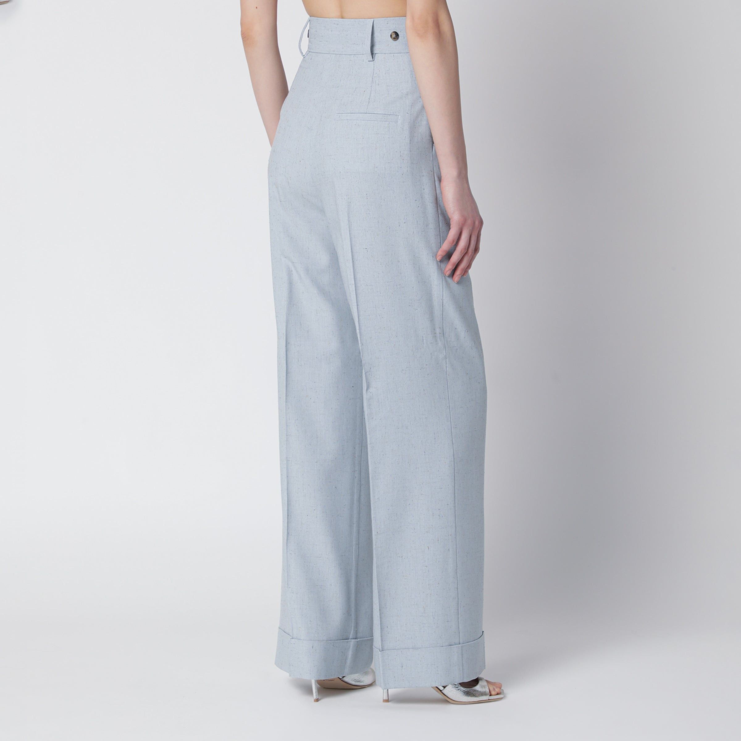 Alberta Ferretti Alberta Ferretti Light Blue Trousers In Viscose Blend Size 27" / US 4 / IT 40 - 2 Thumbnail