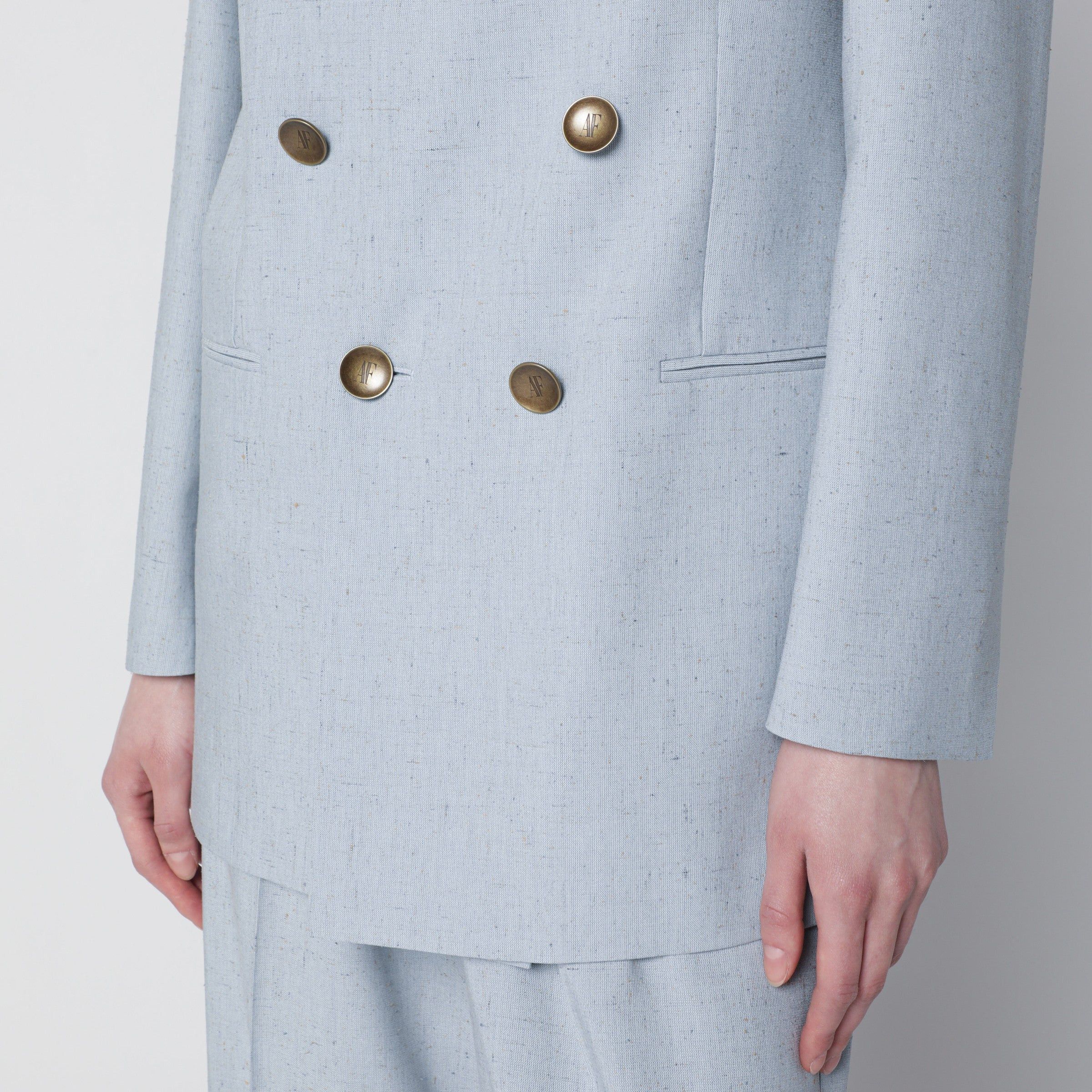 Alberta Ferretti Alberta Ferretti Light Blue Double-Breasted Tweed Jacket Size M / US 6-8 / IT 42-44 - 2 Thumbnail