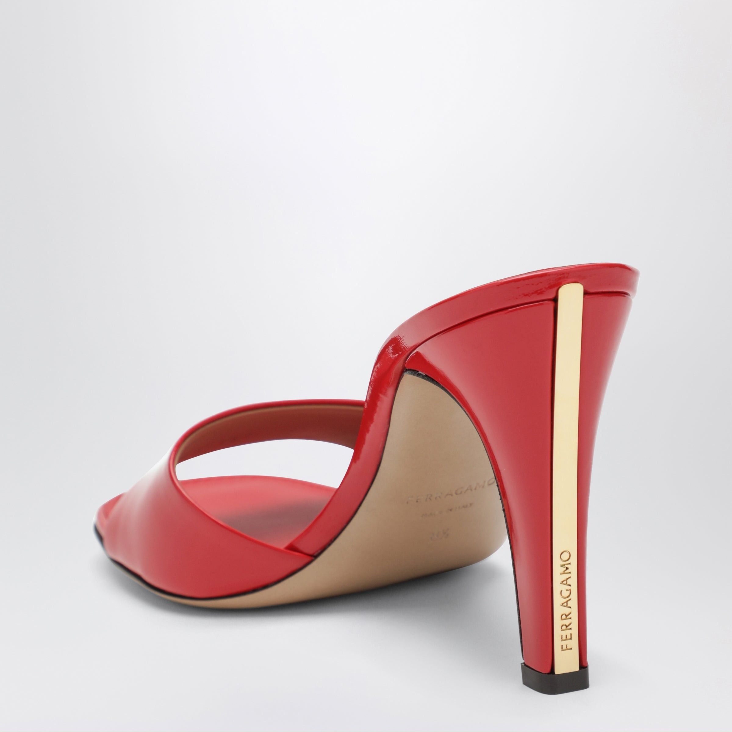 Salvatore Ferragamo Ferragamo Fire Red Patent Leather Heeled Slides Size US 9.5 / IT 39.5 - 2 Thumbnail