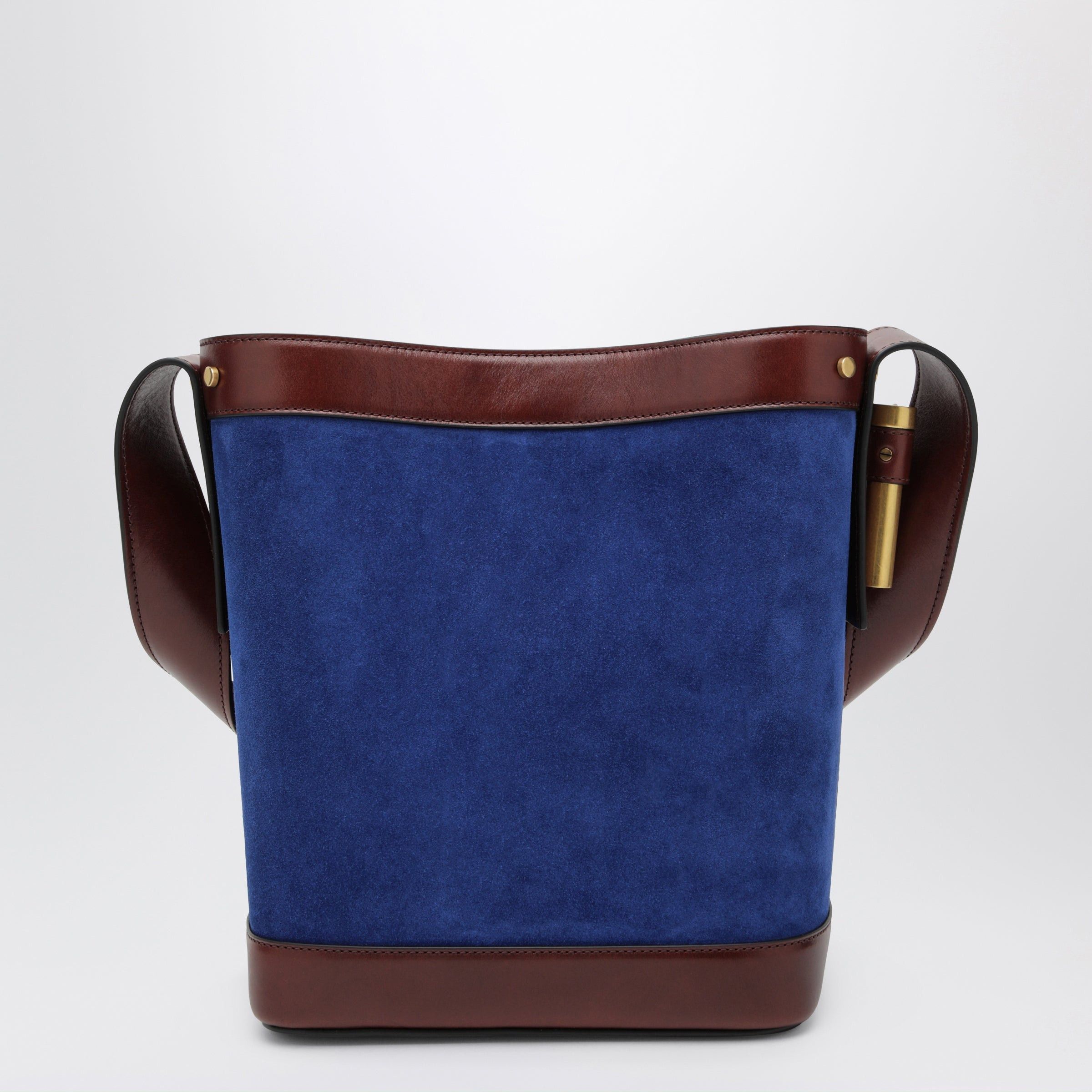 Versace Versace Small Pivot Bucket Bag In Suede And Leather Blue Size ONE SIZE - 2 Thumbnail