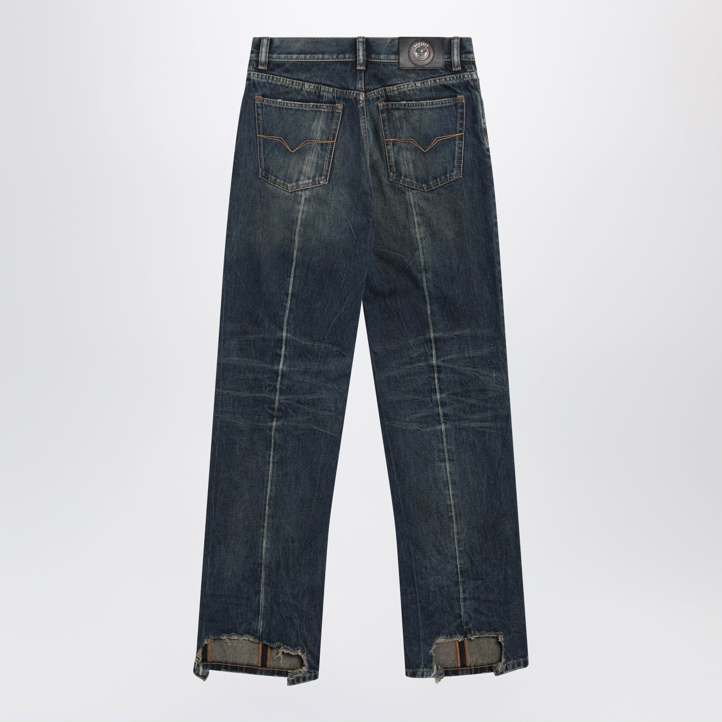 Versace Versace Straight-Leg Stonewashed Cotton Denim Jeans In Blue Size US 33 - 2 Thumbnail