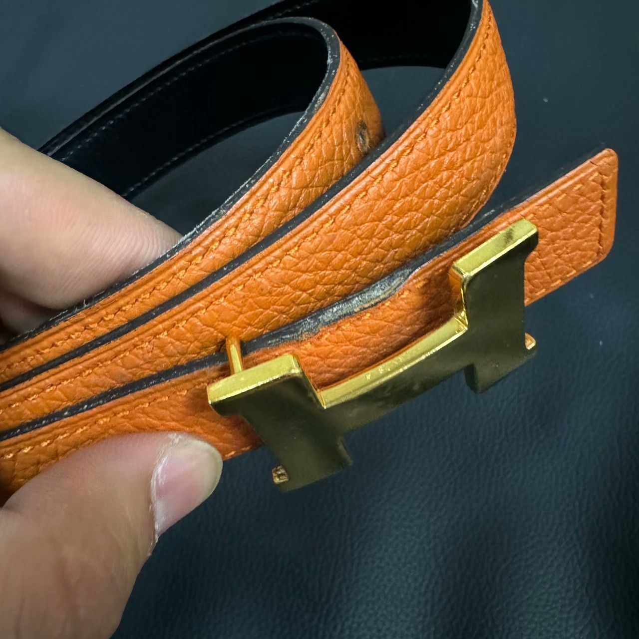 Hermes Hermes Orange Belt 42.5 Men Size ONE SIZE - 4 Thumbnail