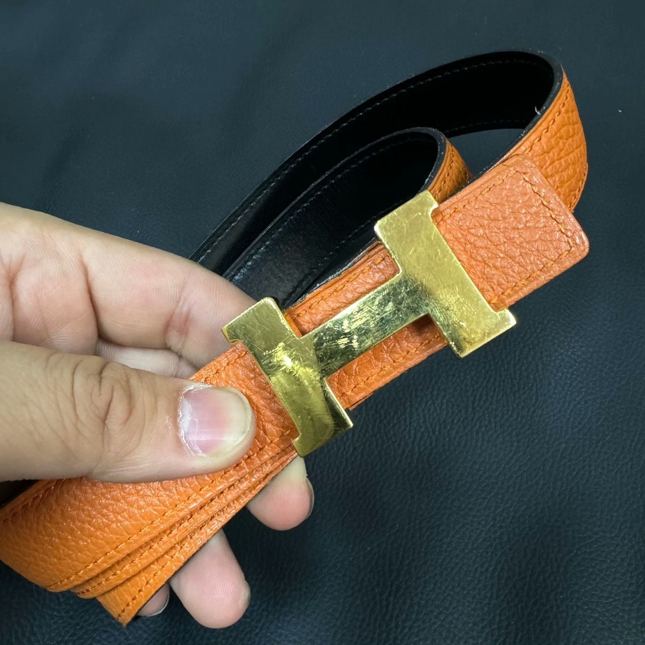 Hermes Hermes Orange Belt 42.5 Men Size ONE SIZE - 3 Thumbnail