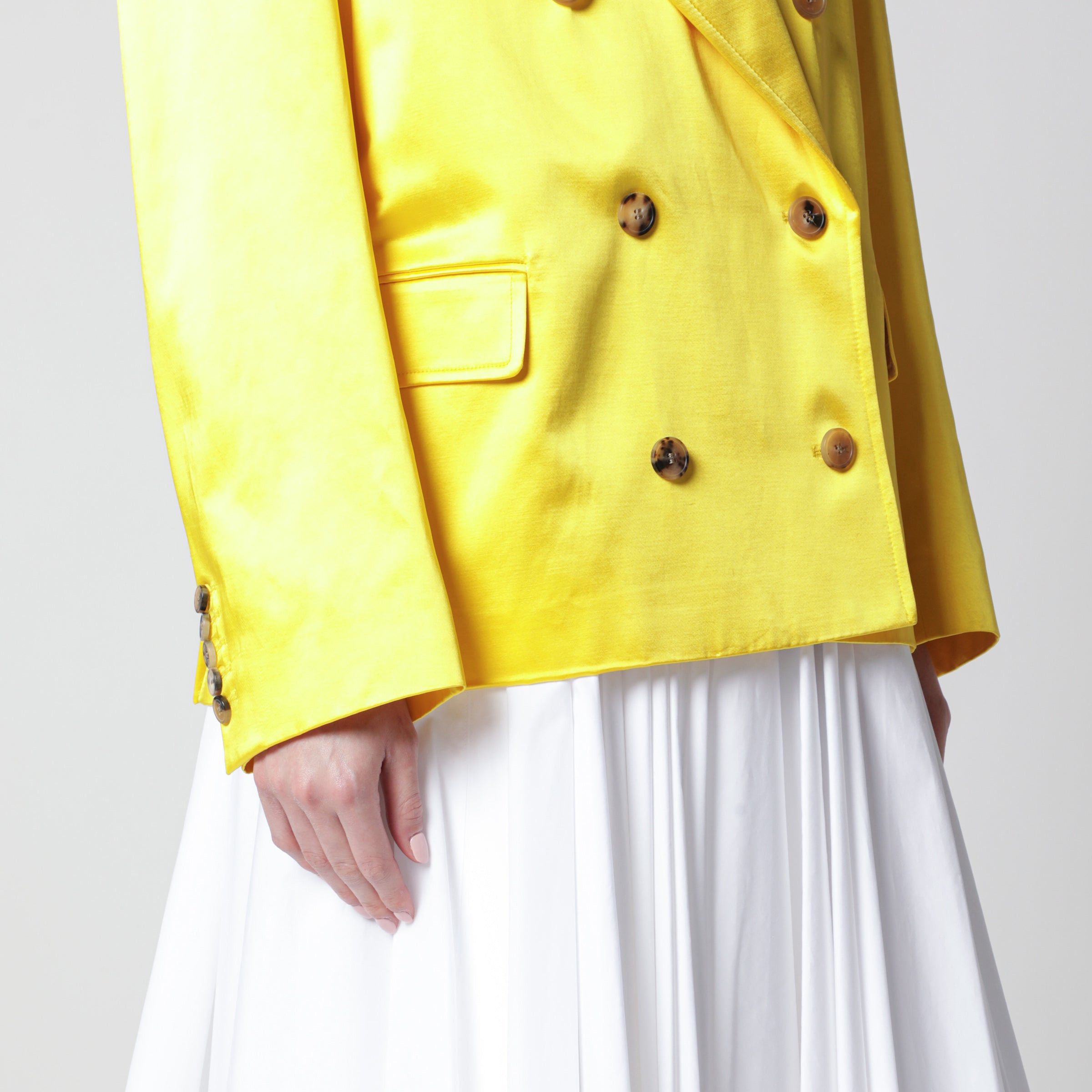 Dries Van Noten Dries Van Noten Double-Breasted Cotton Blend Jacket Shiny Yellow Size M / US 6-8 / IT 42-44 - 2 Thumbnail