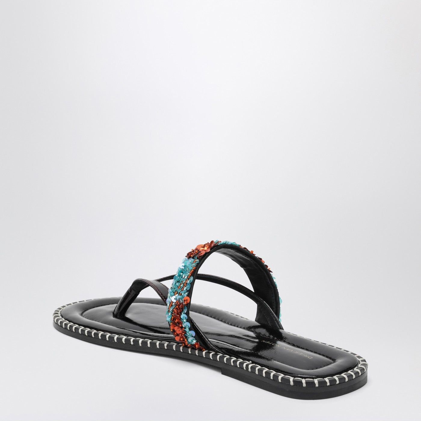 Dries Van Noten Dries Van Noten Black Thong Slip-On Sandals With Sequins Size US 6.5 / IT 36.5 - 2 Thumbnail