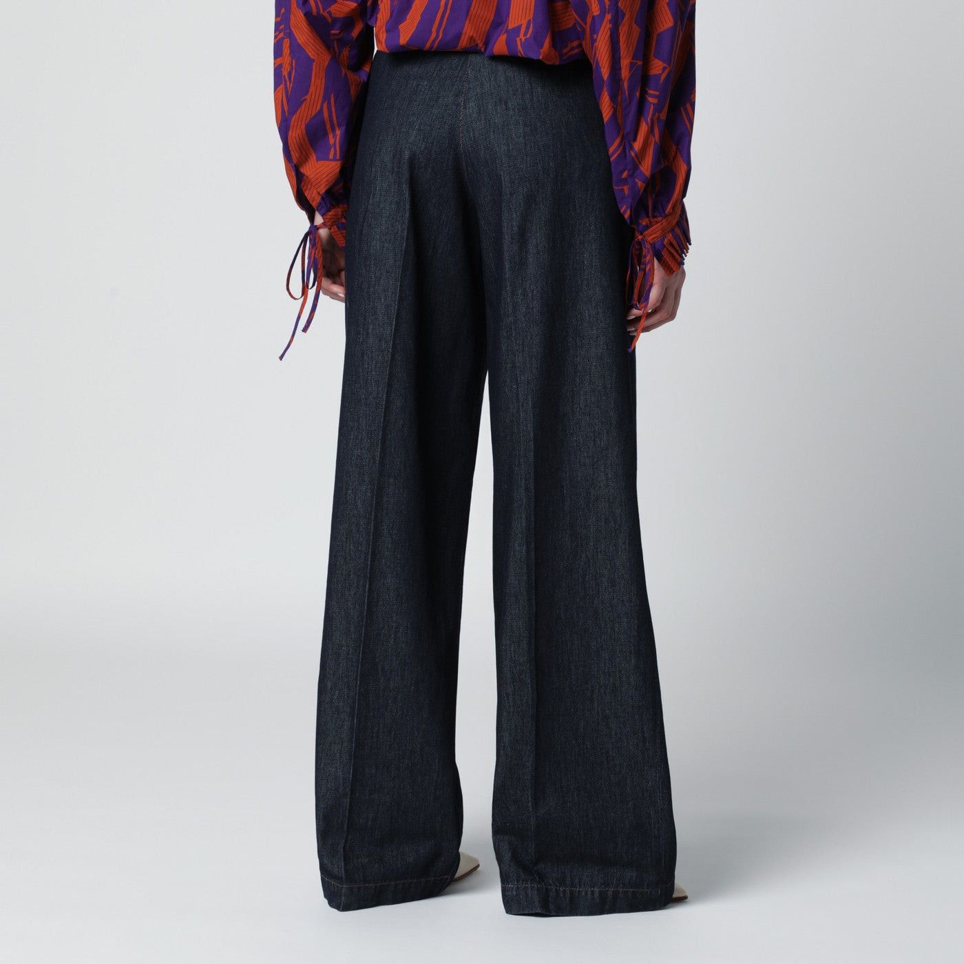 Dries Van Noten Dries Van Noten Indigo Blue Wide-Leg Denim Trousers Size 28" / US 6 / IT 42 - 2 Thumbnail
