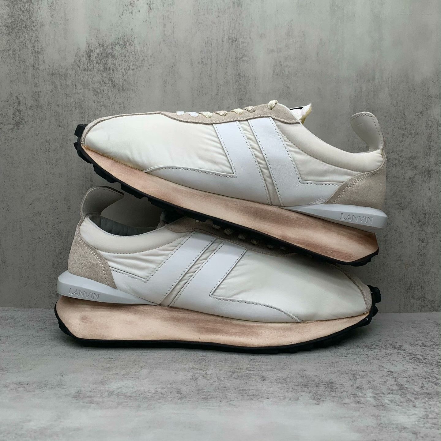 Lanvin Lanvin Distressed White Lowtop Sneakers 45 Men Size US 11.5 / EU 44-45 - 2 Thumbnail