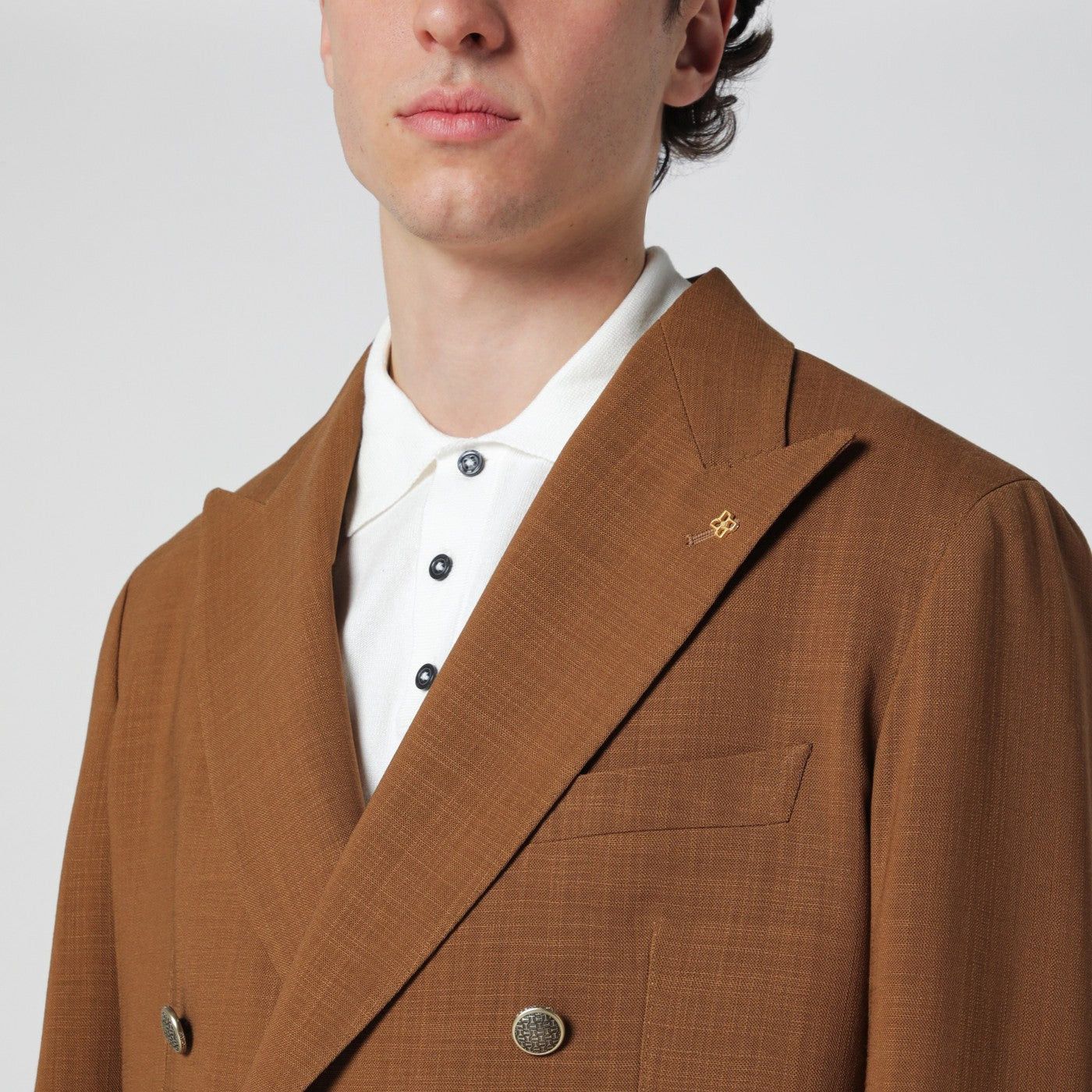 Tagliatore Tagliatore Caramel Double-Breasted Wool Jacket Size US XXL / EU 58 / 5 - 2 Thumbnail