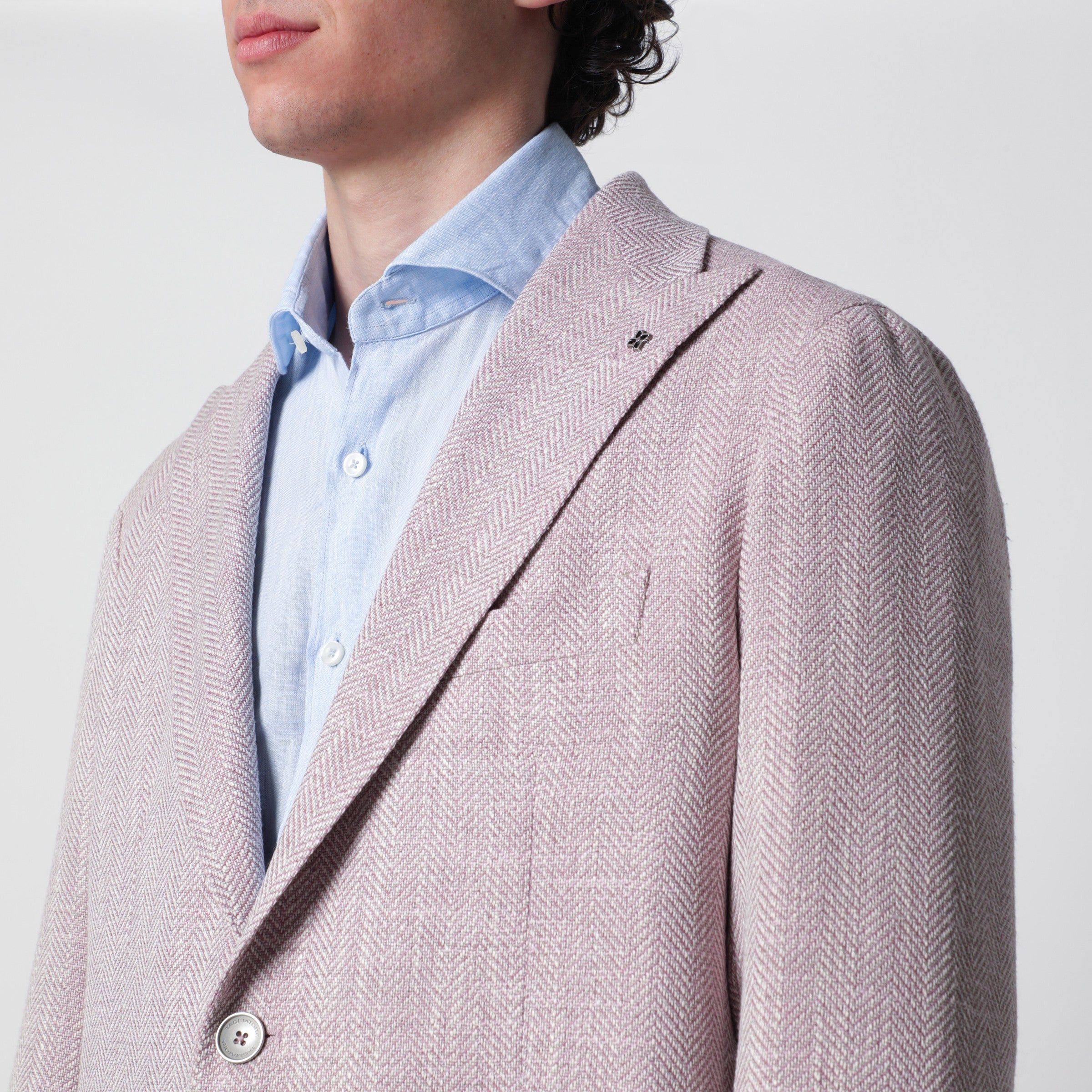 Tagliatore Tagliatore Single-Breasted Herringbone Jacket Lilac Size US S / EU 44-46 / 1 - 2 Thumbnail