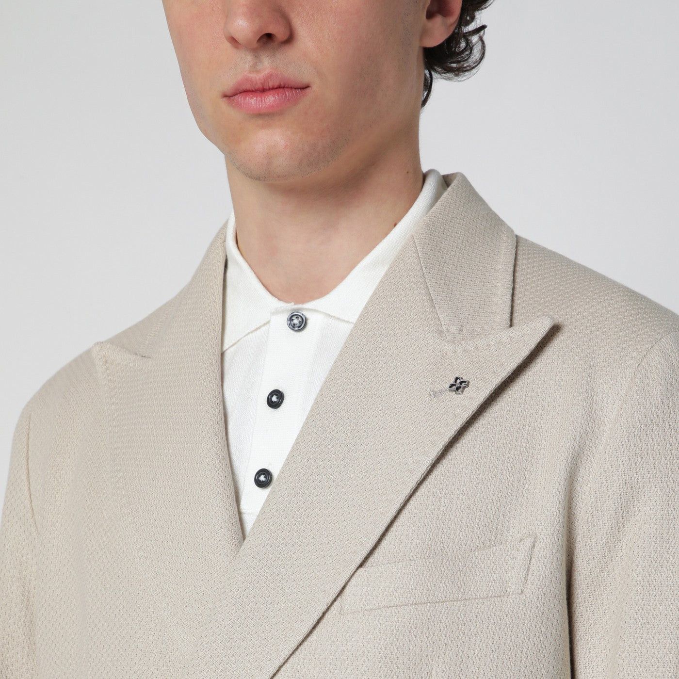 Tagliatore Tagliatore Beige Double-Breasted Cotton Jacket Size US M / EU 48-50 / 2 - 2 Thumbnail